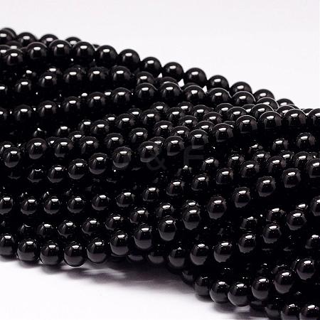 Natural Black Tourmaline Beads Strands G-P132-16-10mm-1