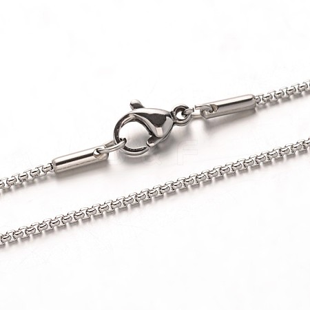 304 Stainless Steel Box Chain Necklaces NJEW-M124-10P-1