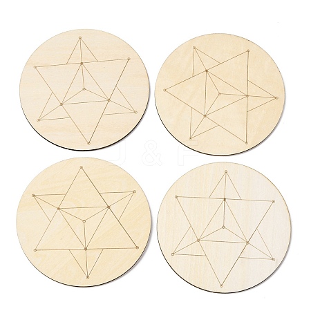 Sacred Geometric Wooden Grid DJEW-F028-01G-1