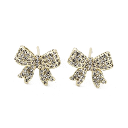 Rack Plating Brass Micro Pave Cubic Zirconia Stud Earring EJEW-C081-32G-1