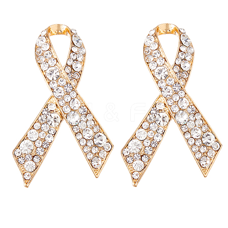 2Pcs Awareness Ribbon Alloy Rhinestone Brooches for for Backpack Clothes JEWB-FH0002-19G-1