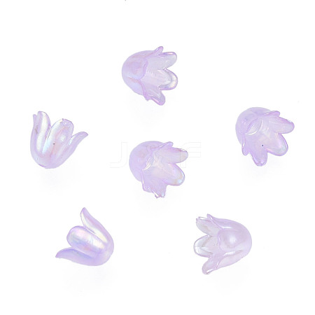 6-Petal Imitation Jelly Acrylic Bead Caps JACR-T002-02B-1
