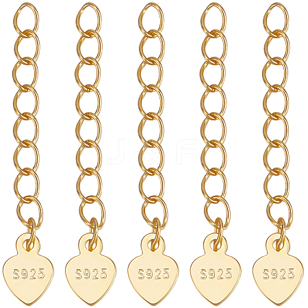 10Pcs 925 Sterling Silver Curb Chain Extenders STER-BBC0007-94A-1