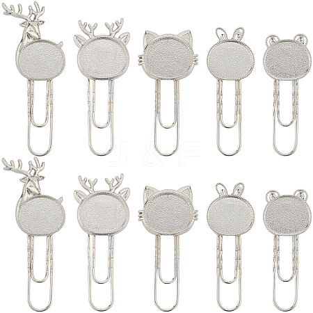 20Pcs 5 Styles Platinum Alloy Bookmark Cabochon Settings FIND-SC0015-20-1