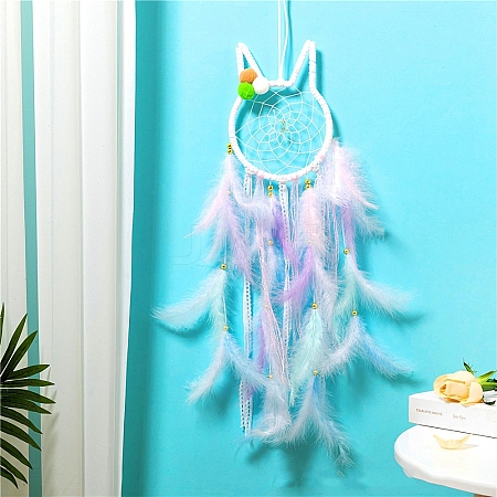 Rabbit Woven Web/Net with Feather Hanging Ornaments PW-WG5BEEB-02-1