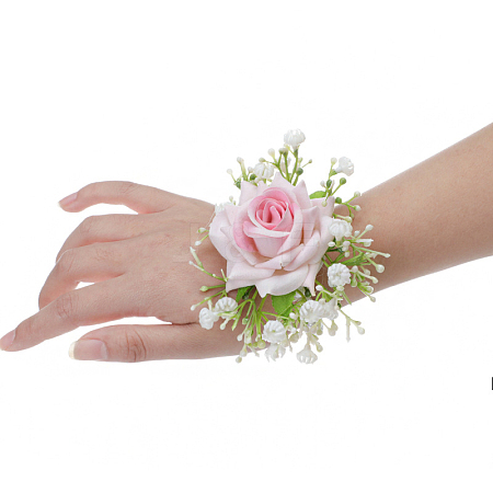 Silk Cloth Imitation Rose Wrist Corsage HULI-PW0001-06B-1