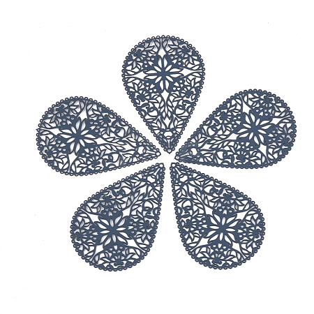 430 Stainless Steel Filigree Pendants STAS-S108-15B-1
