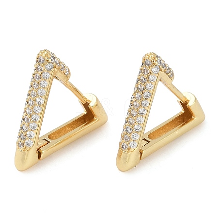 Rack Plating Triangle Brass Micro Pave Cubic Zirconia Hoop Earrings EJEW-Z059-14G-01-1