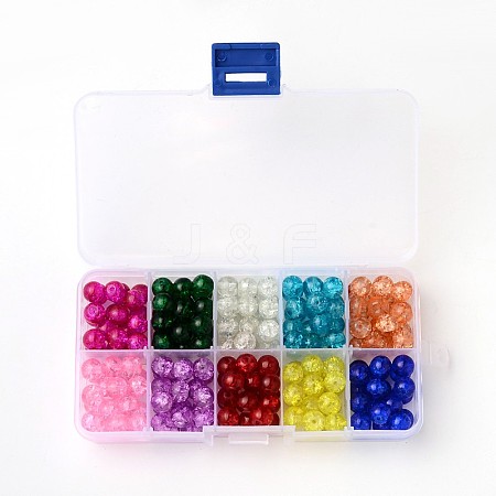Spray Painted Transparent Crackle Glass Beads Strands CCG-X0002-B-1