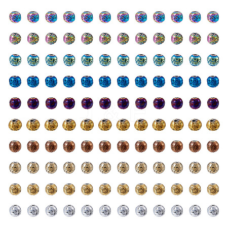 250Pcs 10 Colors Electroplated Natural Lava Rock Beads Strands G-PJ0001-03A-1
