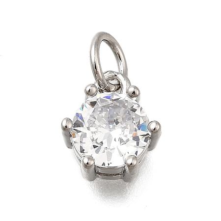 Brass Pave Cubic Zirconia Pendants KK-V002-23P-01-1