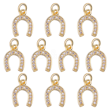 10Pcs Brass Micro Pave Cubic Zirconia Pendants KK-HY0004-47-1