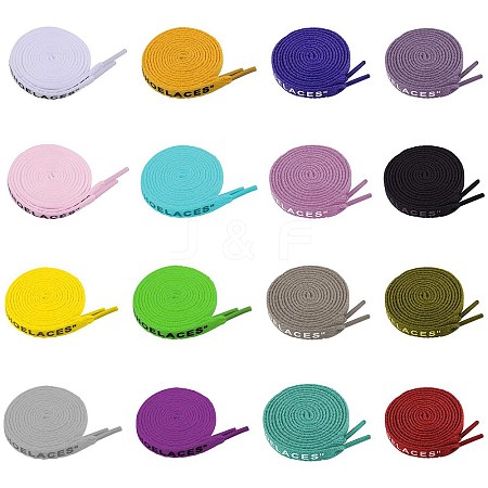 32Pcs 16 Colors Polyester Flat Custom Shoelace AJEW-SZ0001-91-1