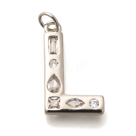 Brass Micro Pave Clear Cubic Zirconia Pendants KK-G521-01P-L-1