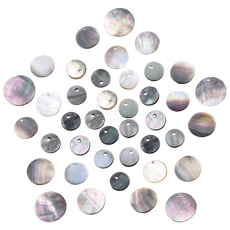 40Pcs 4 Style Black Lip Shell Pendants SSHEL-SC0001-15-1
