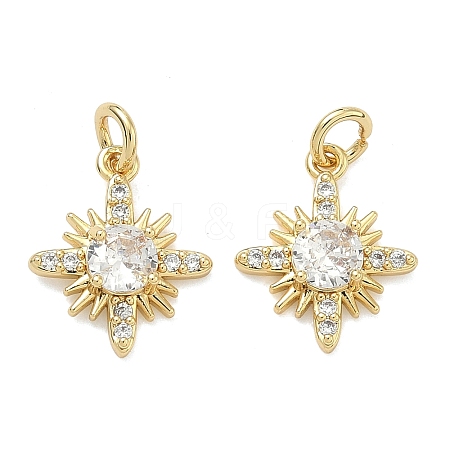 Brass Micro Pave Clear Cubic Zirconia Pendants KK-D229-13G-1