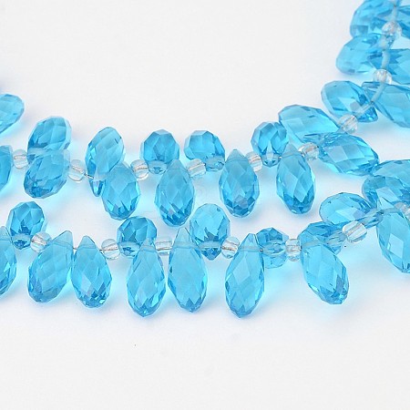 Faceted Teardrop Transparent Glass Beads Strands GLAA-J067-A01-1