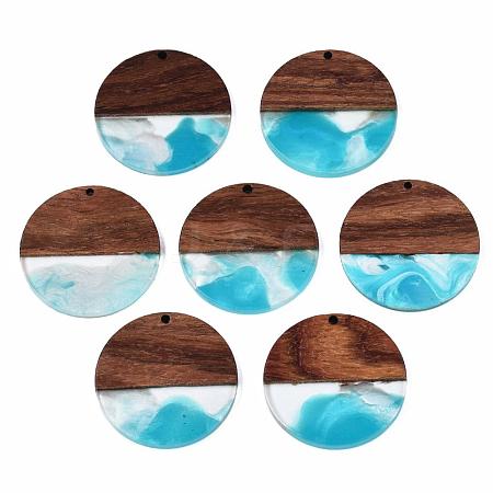 Transparent Resin & Walnut Wood Pendants RESI-T035-35B-1