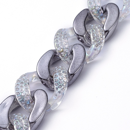 Handmade Acrylic Curb Chains AJEW-JB00629-01-1