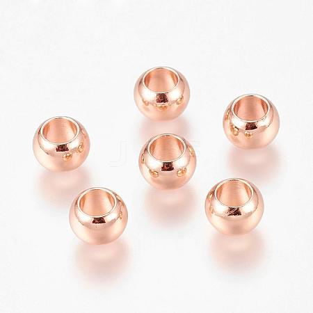 Environment Brass European Beads KK-P120-03RG-1