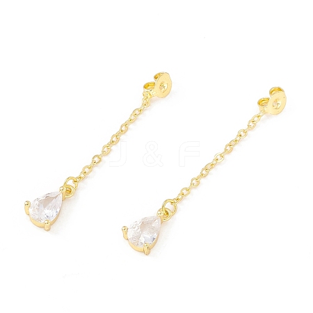Rack Plating Brass Micro Pave Clear Cubic Zirconia Friction Ear Nut EJEW-I266-04G-1