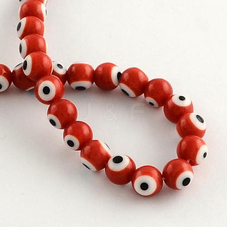 Round Handmade Evil Eye Lampwork Beads LAMP-R114-6mm-05-1