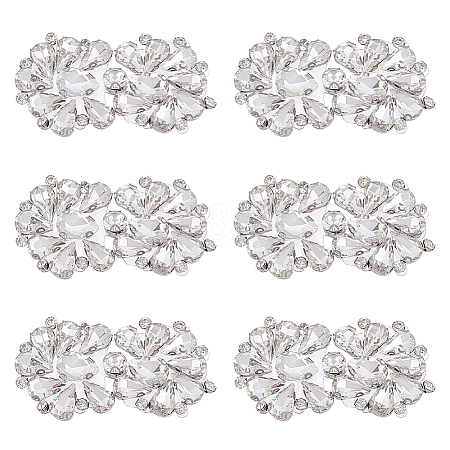 6Pcs Flower Glass Rhinestone Cabochons DIY-FG0010-18B-1