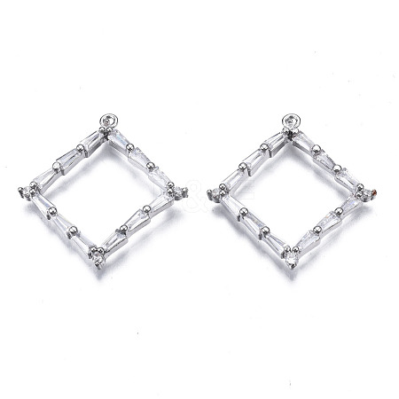 Brass Inlaid Clear Cubic Zirconia Pendants ZIRC-S069-035P-1