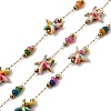 Handmade 304 Stainless Steel Synthetic Turquoise Starfish Link Chains CHS-L032-13G-02-1