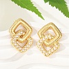 304 Stainless Steel ABS Plastic Pearl Stud Earrings for Women EJEW-U046-10G-3