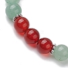 8mm Round Natural Green Aventurine & Carnelian Beaded Stretch Bracelets for Women Men BJEW-JB10533-02-3