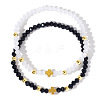 Simple Fashion Cross Brass & Faceted Glass Beaded Bracelet Sets for Couples JR2444-1