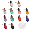 SUPERFINDINGS 12 Pairs 12 Colors Transparent & Opaque Resin & Walnut Wood Stud Earring RESI-FH0001-42-1