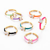 Brass Enamel Cuff Rings RJEW-T016-32-NF-1