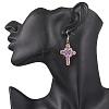 7 Pairs 304 Stainless Steel Glass Seeds Cross Dangle Earrings EJEW-MZ00506-4