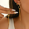 Stainless Steel Ring Tassel Earrings Sets OV1980-3-1