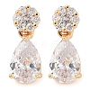 Rack Plating Brass Cubic Zirconia Stud Earrings EJEW-M090-09G-01-1