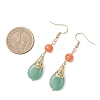 Natural Green Aventurine & Dyed Natural Malaysia Jade Dangle Earrings EJEW-JE06673-02-4