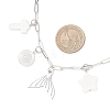 Alloy & Natural White Shell Pendant Brass Paperclip Chain Necklaces for Women NJEW-JN05406-02-3