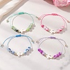 Adjustable Glass & Synthetic Turquoise & Non-magnetic Hematite Beads Braided Beaded Bracelets for Women BJEW-JB13579-1