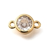 Brass Clear Cubic Zirconia Connector Charms KK-K294-14G-1