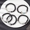 5Pcs 5 Styles Natural Flower Amazonite & Lava Rock Stretch Bracelets Set BJEW-JB09746-S-2