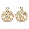 Brass Micro Pave Clear Cubic Zirconia Pendants ZIRC-S067-054-NF-2
