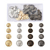 64Pcs 16 Style Brass Shank Buttons BUTT-TA0001-11-1