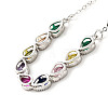 Colourful Cubic Zirconia Teardrop Pendant Necklace NJEW-G016-02P-2