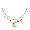 304 Stainless Steel with Plastic Bib Necklaces for Women NJEW-K300-04G-2