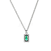 Vintage 304 Stainless Steel Emerald Rhinestone Rectangle Pendant Necklaces for Women NI1330-2-1