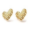 PVD Vacuum Plating 304 Stainless Steel Woven Heart Stud Earrings for Women EJEW-S227-48G-2