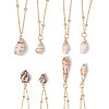 4Pcs 4 Styles Electroplate Natural Shell Pendant Necklaces NJEW-JN05180-02-2