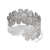 Flower 304 Stainless Steel Bangles for Women BJEW-B104-02P-3